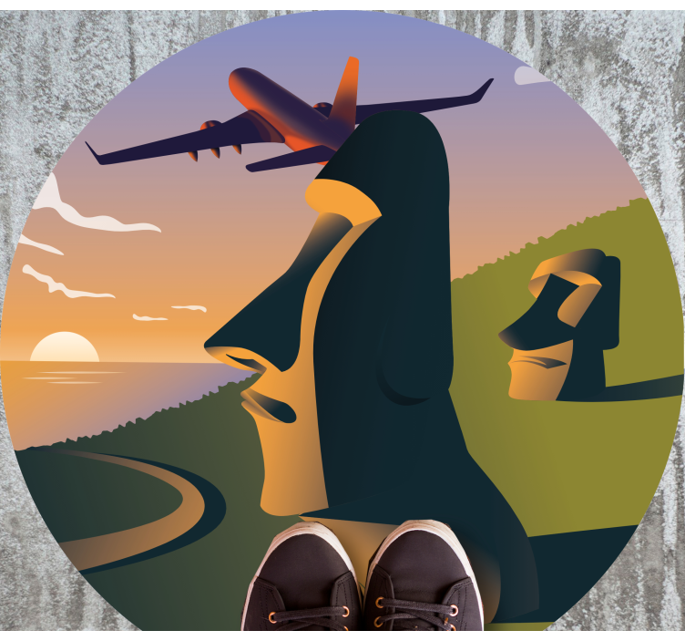 Påskeøen solnedgang rundt vinyltæppe - TenStickers