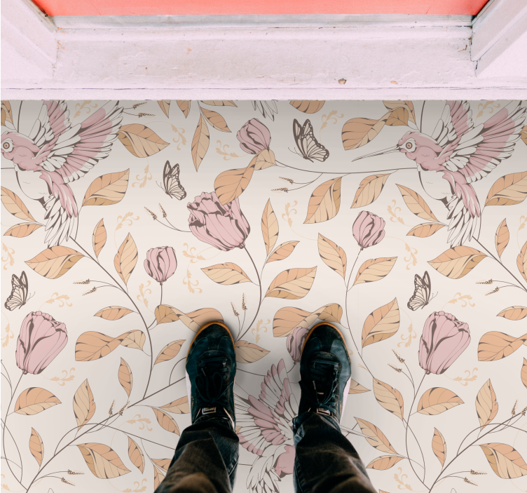 Pastelblomster elegance vinyltæppe til entre - TenStickers