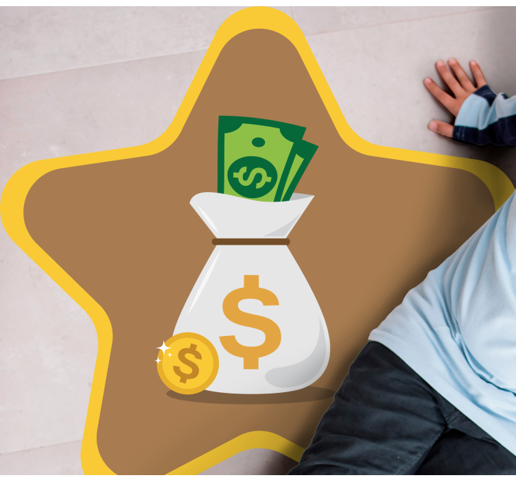 Penge taske på en stjerne teen vinyl tæppe - TenStickers