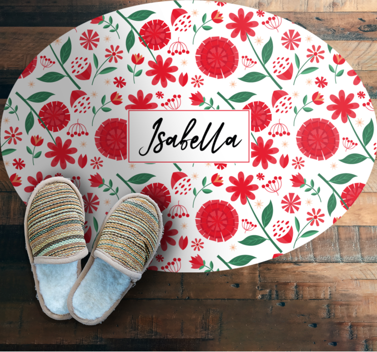 Brugerdefinerede røde blomster vinyltæppe til soveværelse - TenStickers