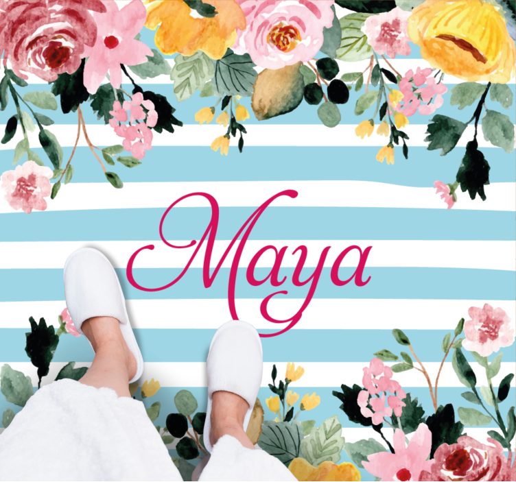 Brugerdefineret botanisk design vinyltæppe til soveværelse - TenStickers