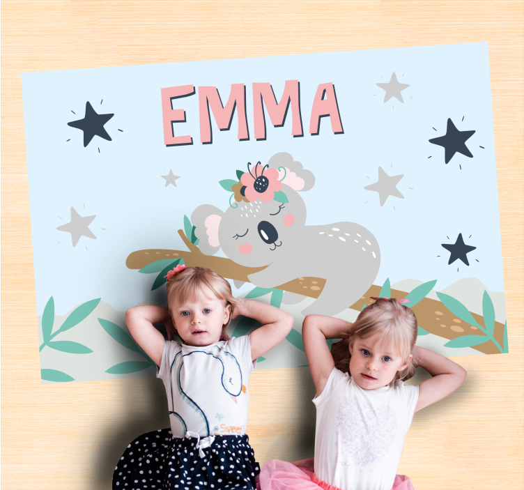Koala-nat vinyl tæppe med navn - TenStickers