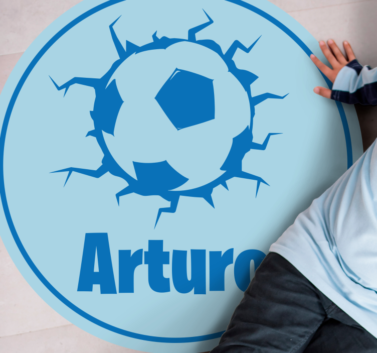 Næbende fodboldbold med navn vinyl tæppe - TenStickers