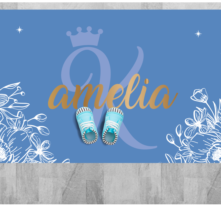 Blomsternavn og initialer vinyl tæppe til teenagere - TenStickers