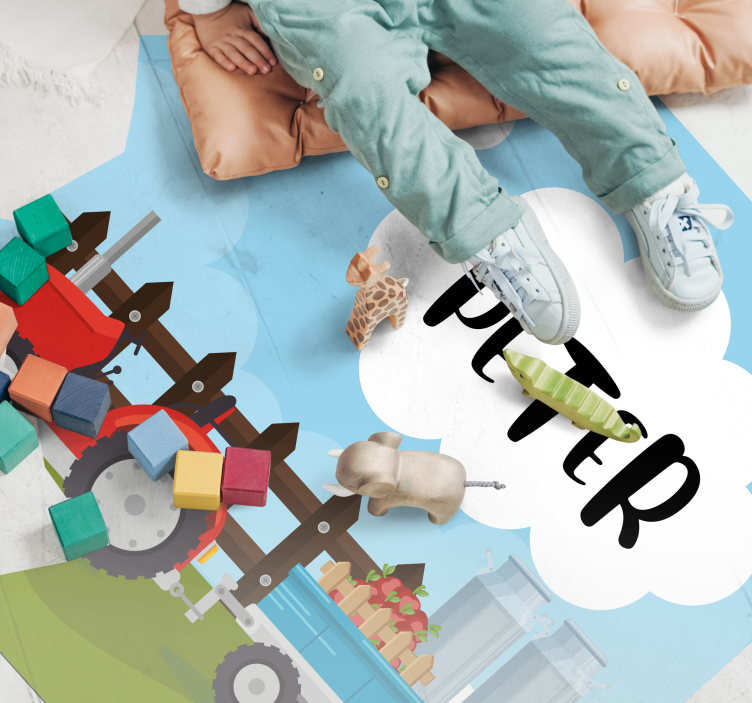 Personligt navn i cloud traktormåtte - TenStickers