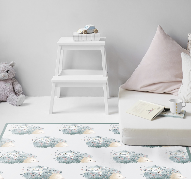 Pindsvin blomstermønstre vinyltæpper til babyværelse - TenStickers