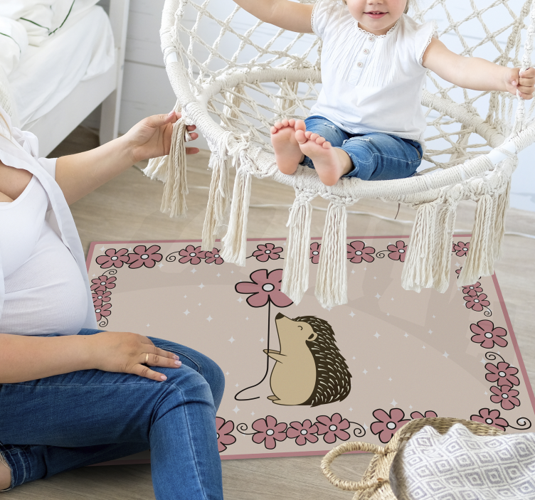 Pindsvin blomstret vinyltæpper til babyværelse - TenStickers