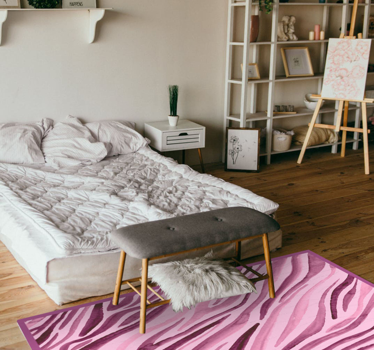 Pink akvarel zebra dyretryk vinyl tæppe - TenStickers