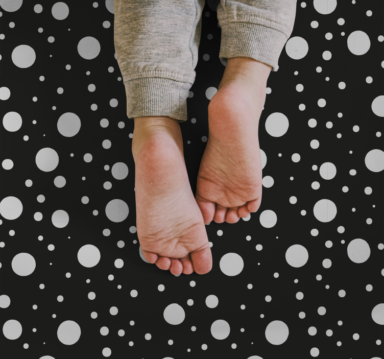 Grå og sorte polkaprikker vinyltæpper til babyværelse - TenStickers