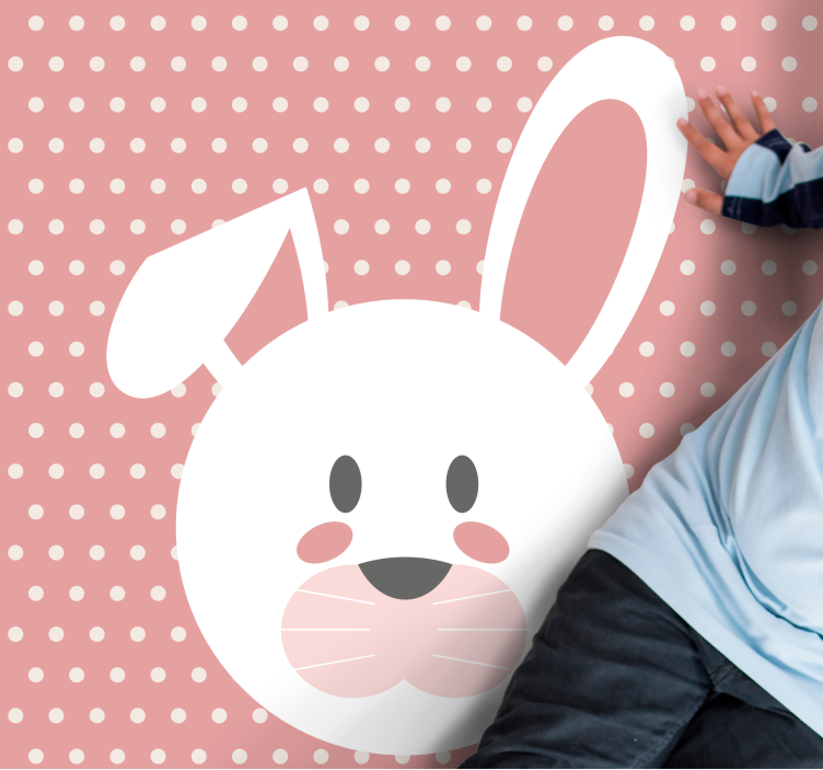 Polkaprikket kanin vinyl gulvtæppe til babyværelse - TenStickers
