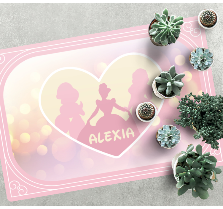 Prinsesse silhuet hjerte vinyl tæppe med navn - TenStickers