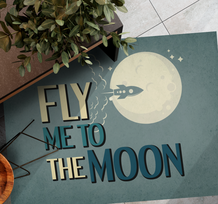 Raket til månen minimalistiske vinyl tæppe - TenStickers