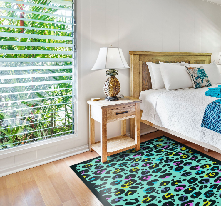 Regnbue leopard dyreprint vinyl tæppe - TenStickers