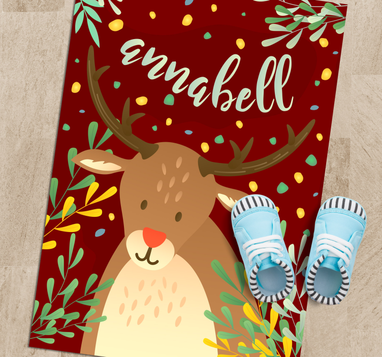 Rensdyr med navn jule vinyltæppe - TenStickers