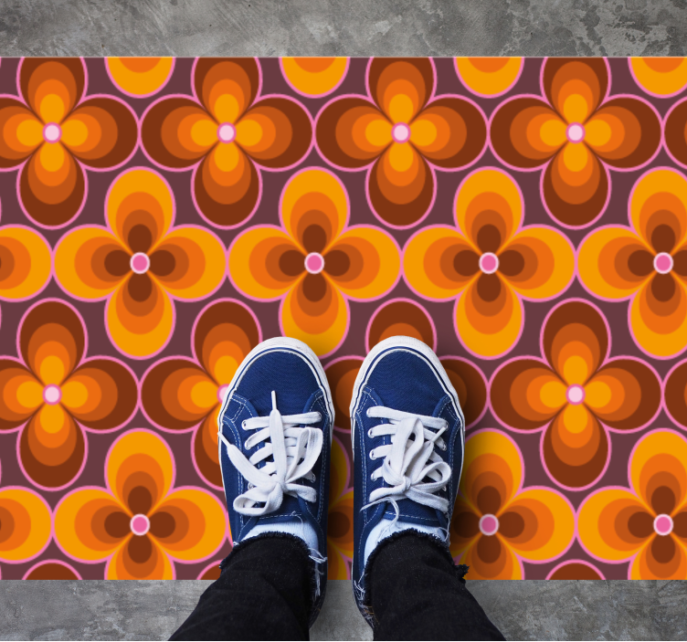 Retro blomstermønster vintage vinyl tæppe - TenStickers