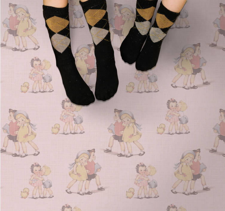 Retro legende venner tæppe til børneværelse - TenStickers