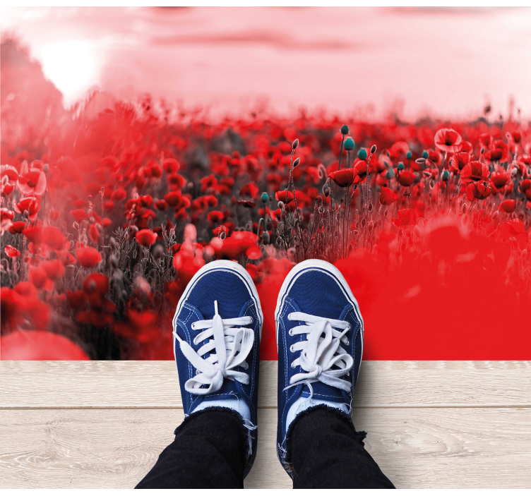 Rød blomsterscene Blomster og planter vinyltæppe - TenStickers