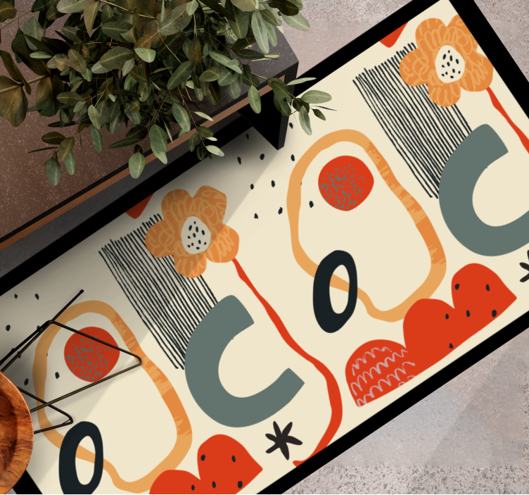 Rød og orange collage abstraktion moderne tæppe - TenStickers