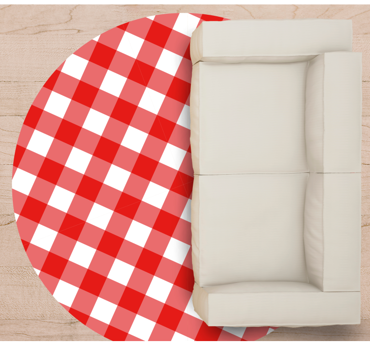 Rødt ternmønster rundt vinyltæppe - TenStickers