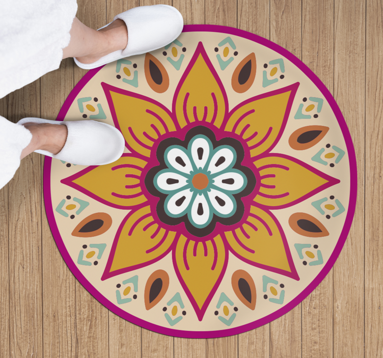 Smukke runde blomster mandala vinyl tæppe - TenStickers