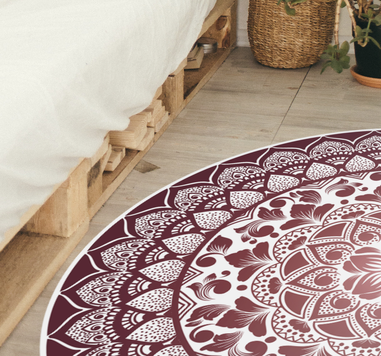 Cirkulært orientalsk blonde mandala vinyl tæppe - TenStickers