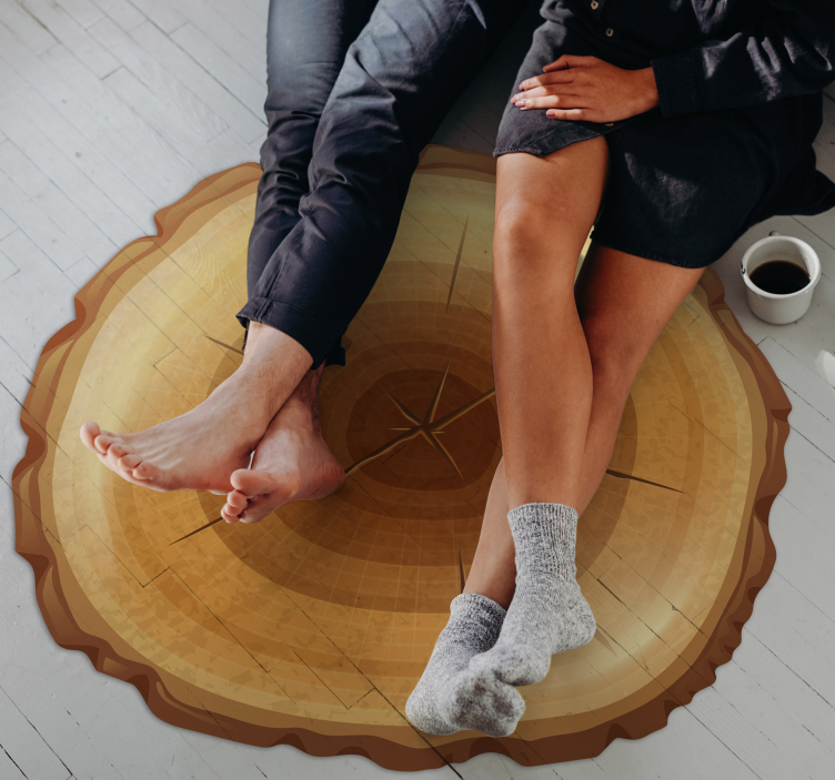 Rundt træ vinyl tæppe - TenStickers