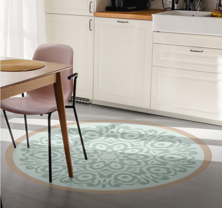 Rundt botanisk arrangement mandala vinyl tæppe - TenStickers