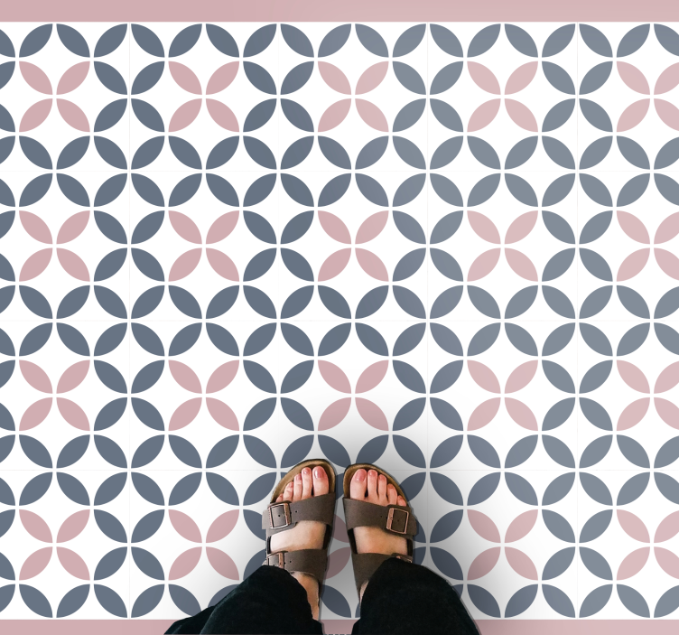 Rundt beige og gråt design mosaik vinyl tæppe - TenStickers