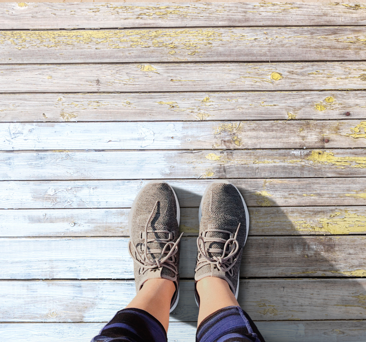 Planker malet i hvidt træ -effekt tæppe i vinyl - TenStickers