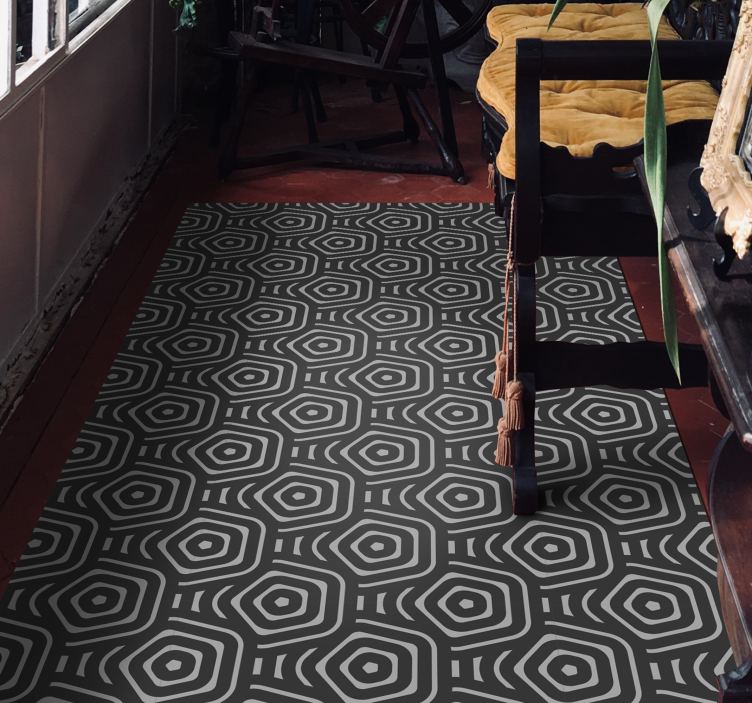 Sekskanter gråtoner geometriske tæpper - TenStickers