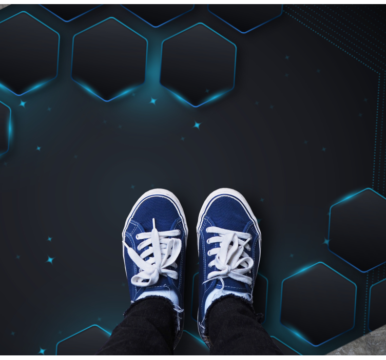 Blåt sekskantet layout geometriske vinyl tæppe - TenStickers