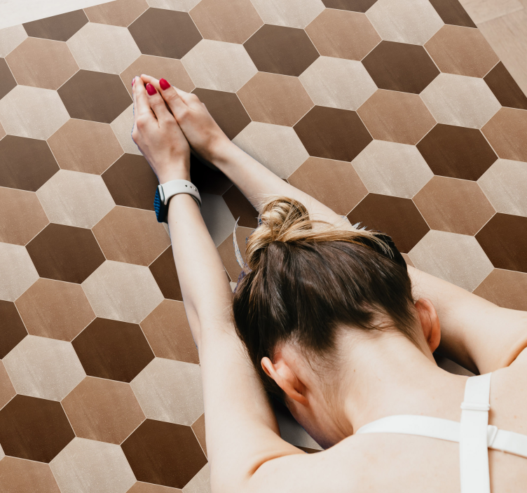 Sekskantet træ tekstur vinyl tæppe - TenStickers