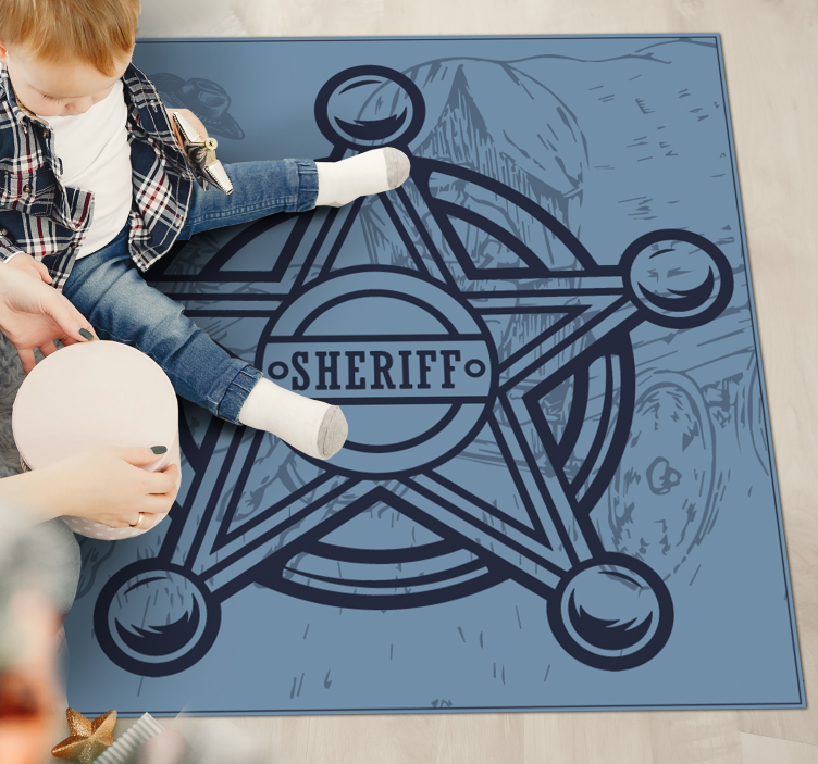 Sheriff badge emblem vinyl tæppe med spil - TenStickers
