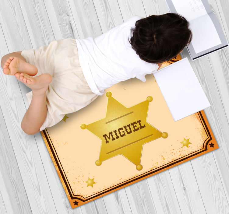 Sheriff badge med navn vinyl tæppe med navn - TenStickers