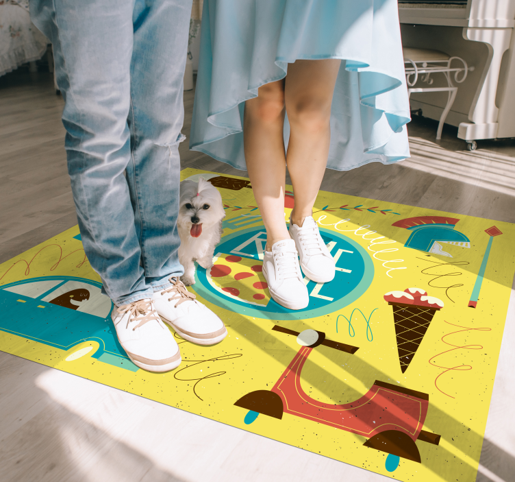 Sjove rom verdenskort vinyl tæppe - TenStickers