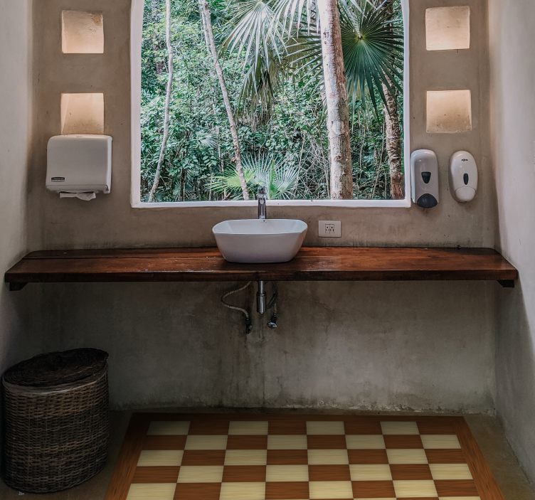 Skakbræt vinyl tæppe til badeværelset - TenStickers