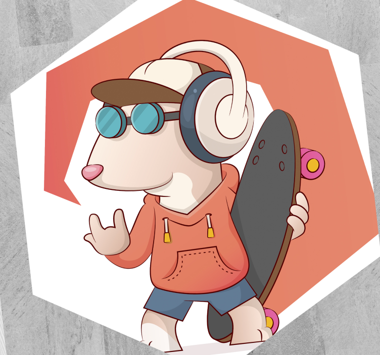 Skater mus illustration vinyl tæppe - TenStickers