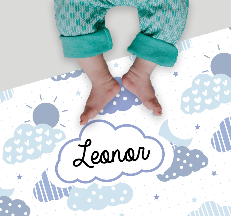 Skymønster vinyl tæppe med navn - TenStickers