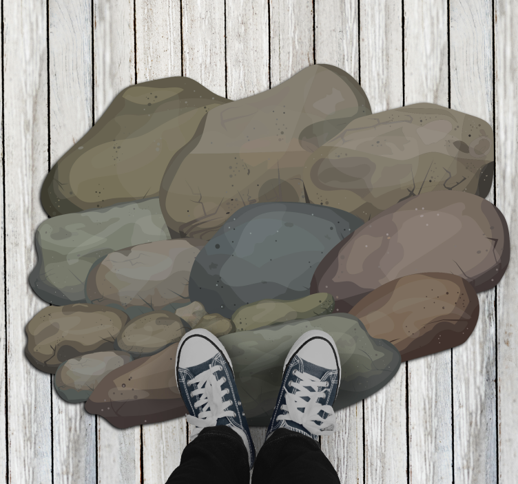 Småsten illustration vinyl tæppe med steneffekt - TenStickers