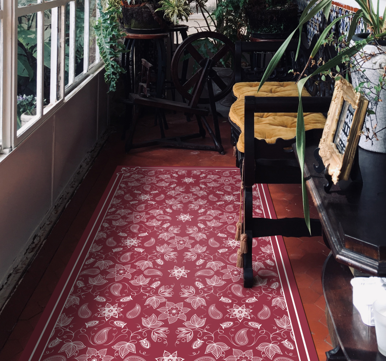 Smukke paisley blomster vinyl stue tæppe - TenStickers