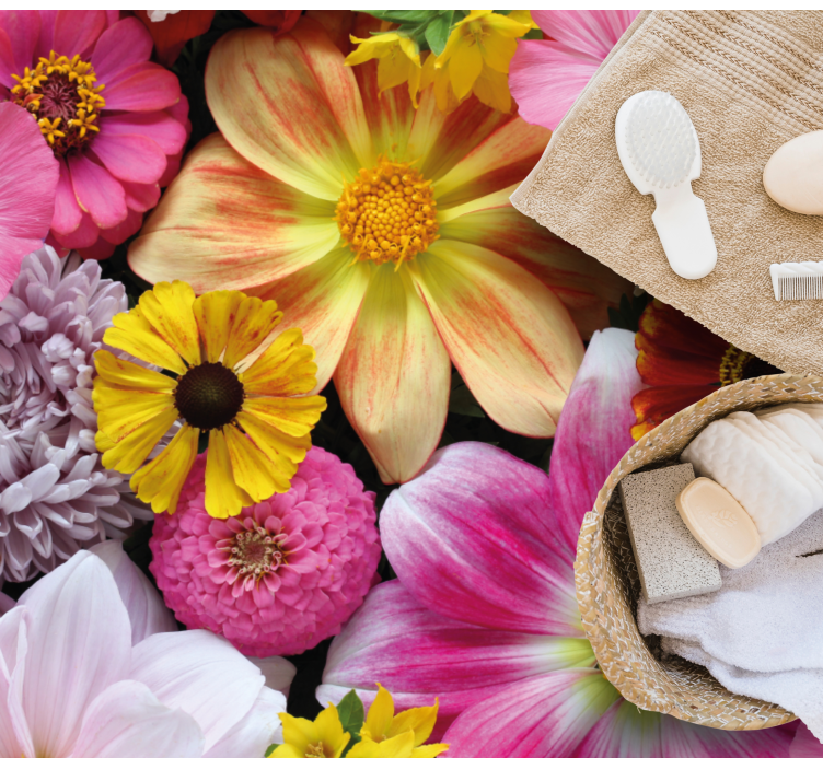 Smukt realistisk arrangement Blomster og planter vinyltæppe - TenStickers