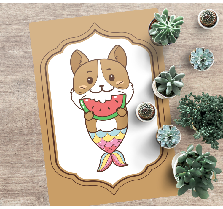 Sød havfruefigur vinyltæpper med dyr - TenStickers