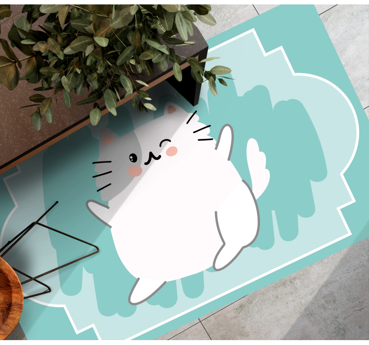 Sød kat illustration vinyltæpper til babyværelse - TenStickers