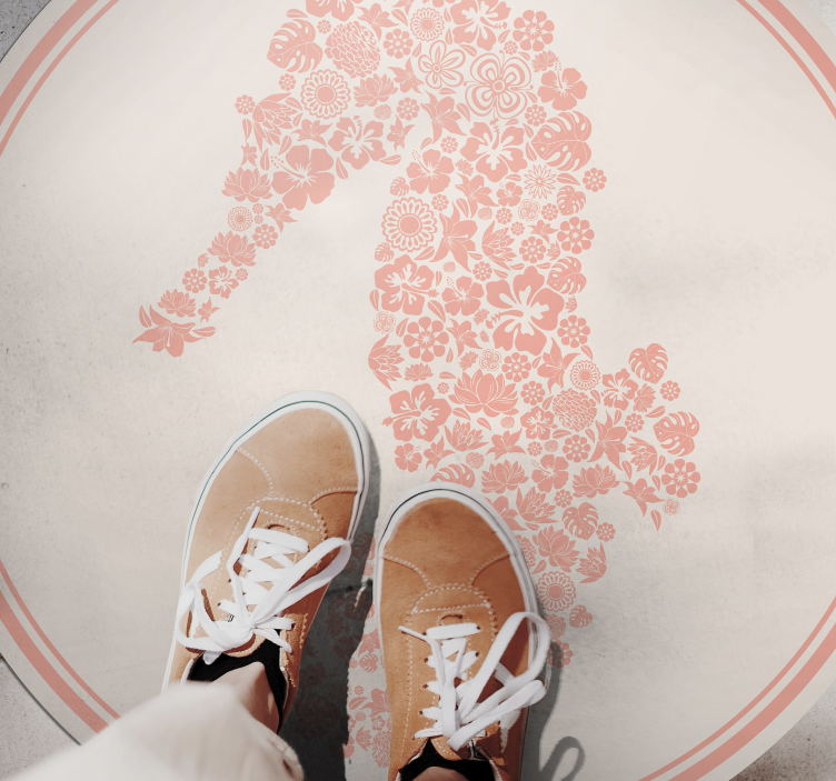 Søhest blomsterdesign Blomster og planter vinyltæppe - TenStickers