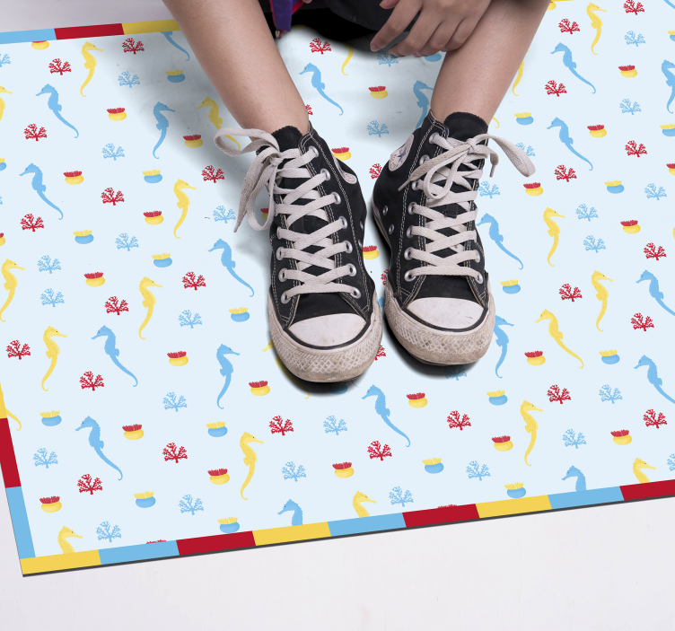 Søhest blå design vinyl tæppe til badeværelset - TenStickers