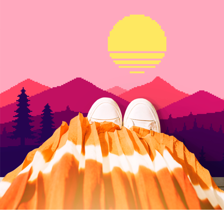 Solnedgang bjergudsigt natur vinyl tæppe - TenStickers