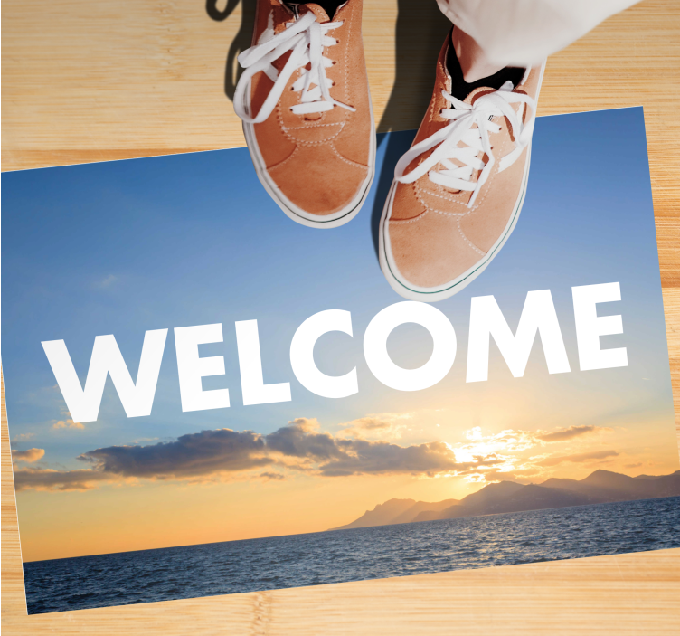 Solnedgang velkommen indgang vinyltæppe til entre - TenStickers