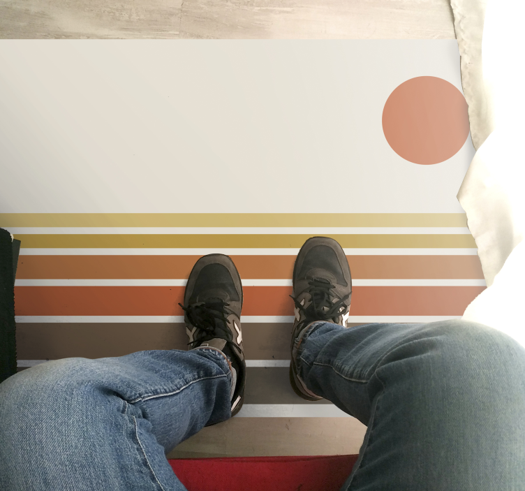 Solnedgangsstribemønster vinyltæppe til soveværelse - TenStickers