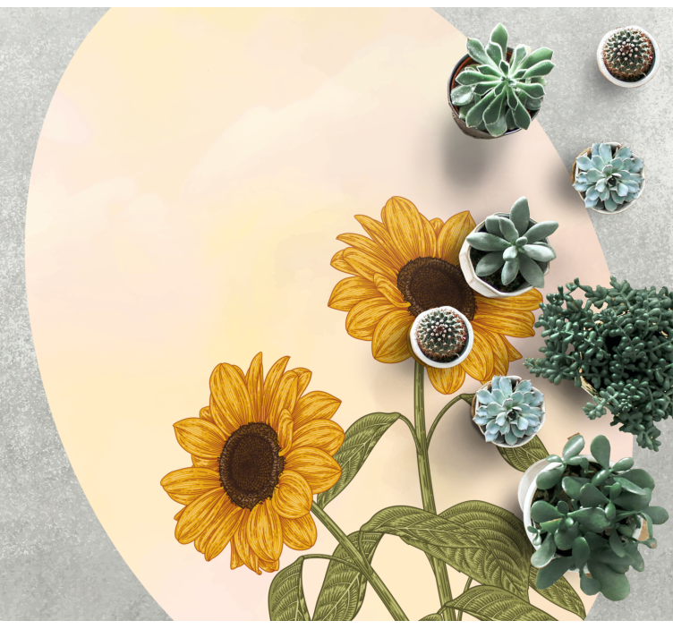 Solsikke omfavnelse Blomster og planter vinyltæppe - TenStickers