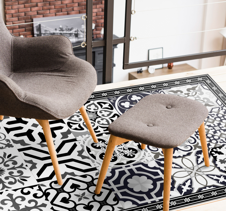 Sort cement haler fliser tæppe - TenStickers